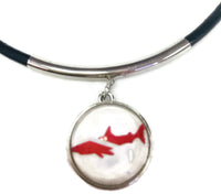 SCUBA Cave Diver Flag and Shark 18" Necklace with 2 18MM - 20MM Snap Jewelry Charms