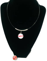 SCUBA Cave Diver Flag and Shark 15" Necklace with 2 18MM - 20MM Snap Jewelry Charms