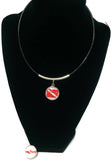SCUBA Cave Diver Flag and Shark 15" Necklace with 2 18MM - 20MM Snap Jewelry Charms