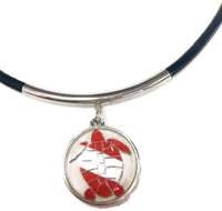 SCUBA Diver Down Flag and Turtle 15" Necklace with 2 18MM - 20MM Snap Jewelry Charms