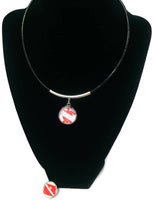 SCUBA Diver Down Flag and Turtle 15" Necklace with 2 18MM - 20MM Snap Jewelry Charms