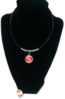 SCUBA Diver Down Flag and Turtle 15" Necklace with 2 18MM - 20MM Snap Jewelry Charms