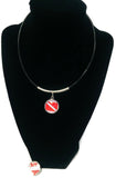 SCUBA Diver Down Flag and Turtle 15" Necklace with 2 18MM - 20MM Snap Jewelry Charms