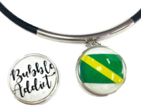 SCUBA Nitrox Diver Flag and Bubble Addict 15" Necklace with 2 18MM - 20MM Snap Jewelry Charms