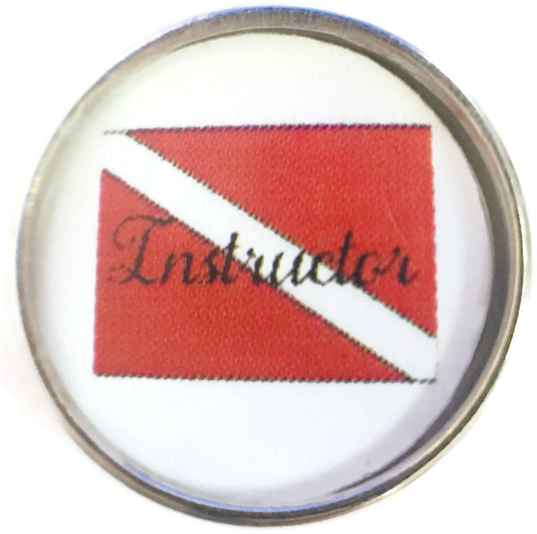 Instructor on Scuba Diver Down Flag 18MM - 20MM Fashion Snap Jewelry Snap Charm