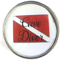 Cave Diver Scuba Diver Down Flag 18MM - 20MM Fashion Snap Jewelry Snap Charm