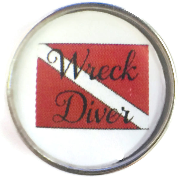 Wreck Diver Scuba Diver Down Flag 18MM - 20MM Fashion Snap Jewelry Snap Charm