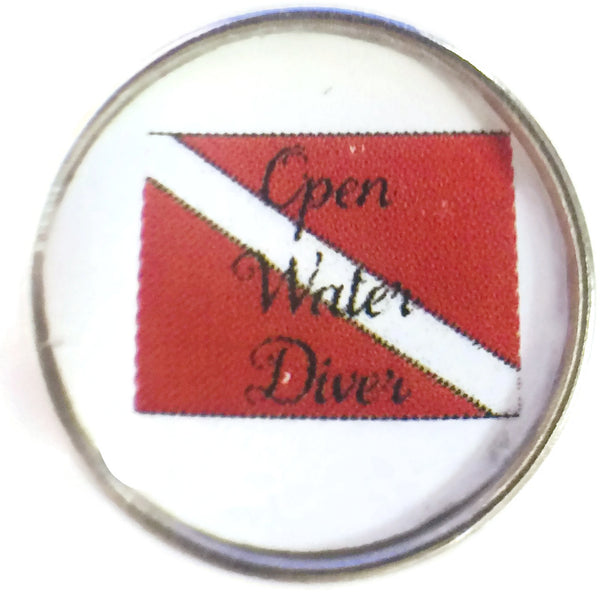 Open Water Scuba Diver Down Flag 18MM - 20MM Fashion Snap Jewelry Snap Charm