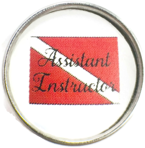 Assistant Instructor on Scuba Diver Down Flag 18MM - 20MM Fashion Snap Jewelry Snap Charm