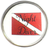 Night Diver Scuba Diver Down Flag 18MM - 20MM Fashion Snap Jewelry Snap Charm
