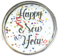 2 Happy New Year Holiday Snap Charms 18MM - 20MM Snap Charm for Snap Jewelry
