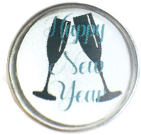 2 Happy New Year Holiday Snap Charms 18MM - 20MM Snap Charm for Snap Jewelry