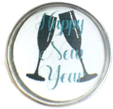 2 Wine Glasses New Year Celebration Holiday Snap Charm 18MM - 20MM Charm for Snap Jewelry