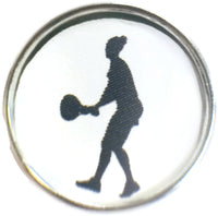 Female Tennis Player Silhouette Snap Charm 18MM - 20MM Snap Charm for Snap Jewelry