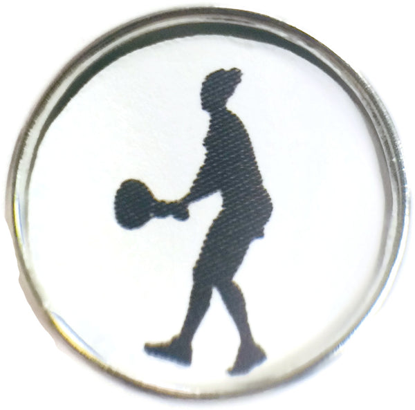 Female Tennis Player Silhouette Snap Charm 18MM - 20MM Snap Charm for Snap Jewelry