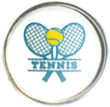Two Blue Tennis Rackets with Ball Snap Charm 18MM - 20MM Snap Charm for Snap Jewelry