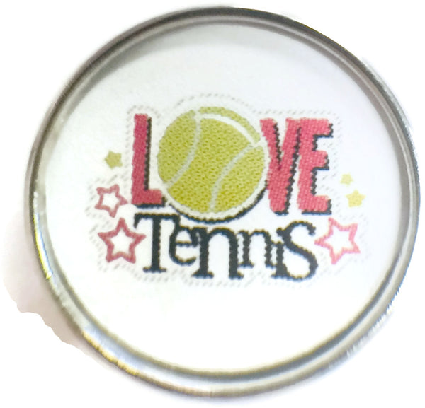 Love Tennis Snap Charm 18MM - 20MM Snap Charm for Snap Jewelry
