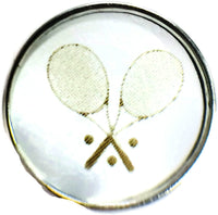Golden Tennis Rackets Snap Charm 18MM - 20MM Snap Charm for Snap Jewelry