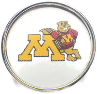Minnesota Gophers College Logo Fashion Snap Jewelry University Snap Charm