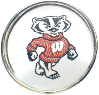 Wisconsin Badgers College Bucky the Beaver Logo Fashion Snap Jewelry University Snap Charm