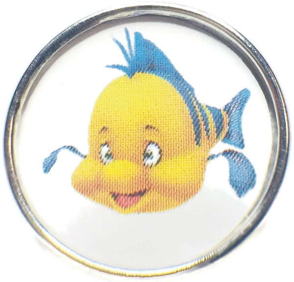 Disney The Little Mermaid Flounder 18MM - 20MM Fashion Snap Jewelry Snap Charm