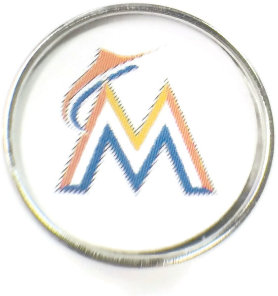 MLB Baseball Logo Miami Marlins 18MM - 20MM Fashion Snap Jewelry Snap Charm
