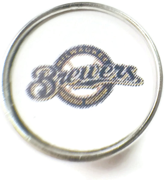 MLB Baseball Logo Milwaukee Brewers 18MM - 20MM Fashion Snap Jewelry Snap Charm