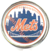 MLB Baseball Logo New York Mets 18MM - 20MM Fashion Snap Jewelry Snap Charm