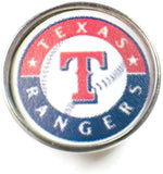 MLB Baseball Logo Texas Rangers 18MM - 20MM Fashion Snap Jewelry Snap Charm