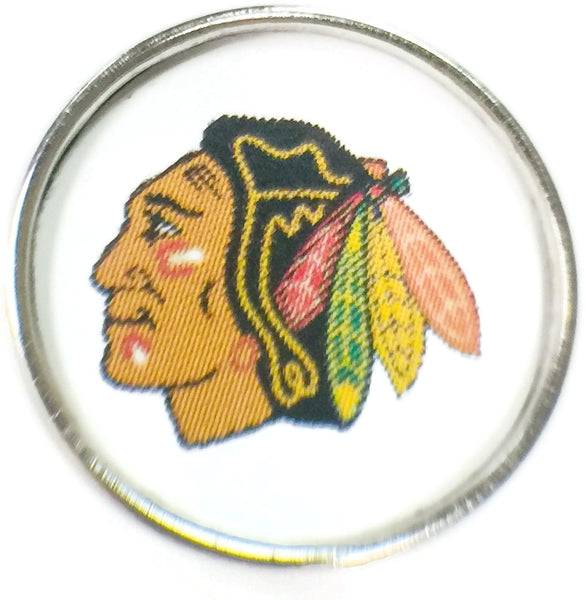 NHL Hockey Logo Chicago Blackhawks 18MM - 20MM Fashion Snap Jewelry Snap Charm