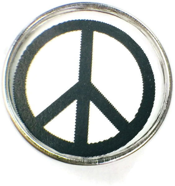 Black and White Peace Sign 18MM - 20MM Fashion Snap Jewelry Charm