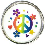 Colorful Peace Sign With Flowers 18MM - 20MM Fashion Snap Jewelry Charm