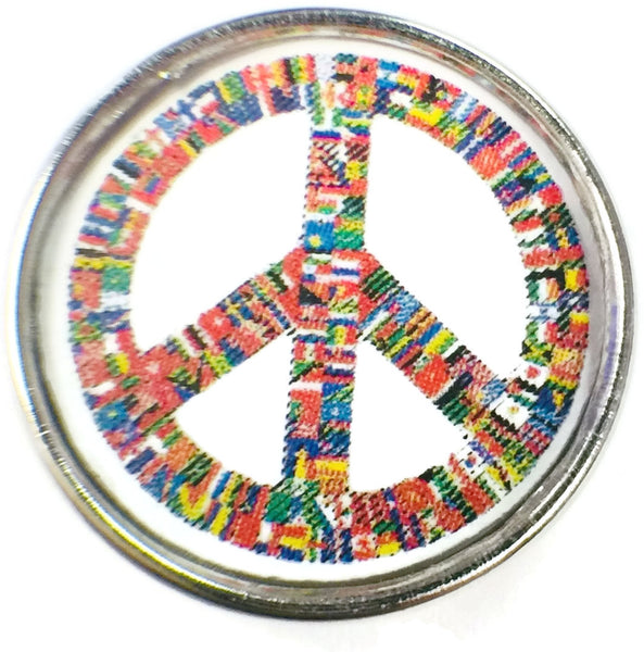 Multi Color Peace Sign 18MM - 20MM Fashion Snap Jewelry Charm