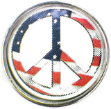 Red White Blue American USA Peace Sign 18MM - 20MM Fashion Snap Jewelry Charm
