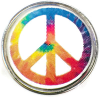 Colorful Tie Dye Peace Sign 18MM - 20MM Fashion Snap Jewelry Charm