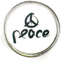 Black And White Peace Sign with Word Peace Peace Snap Beautiful  18MM - 20MM Charm for Snap Jewelry