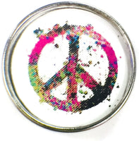 Cool Colorful Splatter Art Peace Sign 18MM - 20MM Fashion Snap Jewelry Charm