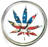 Marijuana Pot Leaf With American Flag III 18MM - 20MM Fashion Snap Jewelry Charm