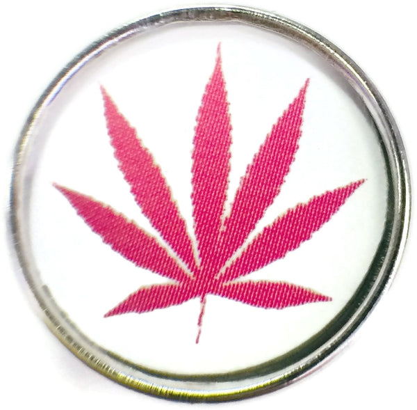 Pink Marijuana Pot Leaf  18MM - 20MM Fashion Snap Jewelry Charm
