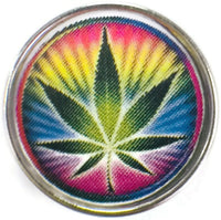 Psychedelic Colorful Marijuana Pot Leaf 18MM - 20MM Fashion Snap Jewelry Charm