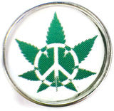 Marijuana Pot Leaf With Peace Sign 18MM - 20MM Fashion Snap Jewelry Charm