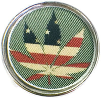 Marijuana Pot Leaf With American Flag II 18MM - 20MM Fashion Snap Jewelry Charm