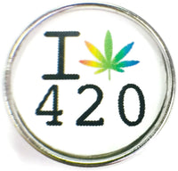 I Love 420 Marijuana Pot Leaf 18MM - 20MM Fashion Snap Jewelry Charm
