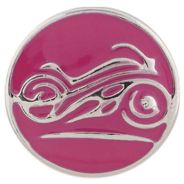 Biker Chic Motorcycle on Pink Fashion Snap Jewelry  Snap Charm