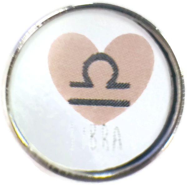 Libra Heart Zodiac Horoscope Symbol 18MM - 20MM Charm for Snap Jewelry