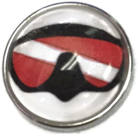 Scuba Diver Down Flag in Scuba Mask  18MM - 20MM Fashion Snap Jewelry Snap Charm