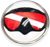 Scuba Diver Down Flag in Scuba Mask  18MM - 20MM Fashion Snap Jewelry Snap Charm