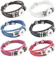 White with Silver Beads DIY Leather Bracelet Multiple Colors for 18MM - 20MM Snap Jewelry Build Your Own Unique