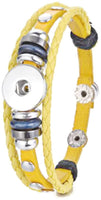 Yellow With Blue Beads DIY Leather Bracelet Multiple Colors for 18MM - 20MM Snap Jewelry Build Your Own Unique