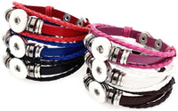 Red With Blue Beads DIY Leather Bracelet Multiple Colors for 18MM - 20MM Snap Jewelry Build Your Own Unique